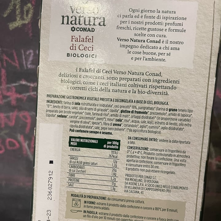 photo of Verso Natura Conad Bio  Falafel Di Ceci (Biologici) shared by @loveg on  01 Apr 2023 - review
