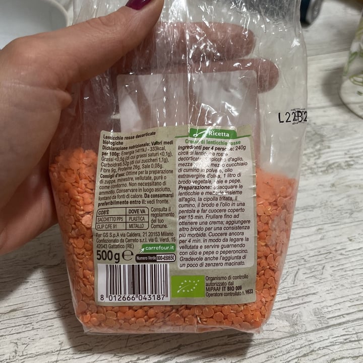 photo of Carrefour Bio Lenticchie Rosse Decorticate shared by @silia on  21 Apr 2023 - review
