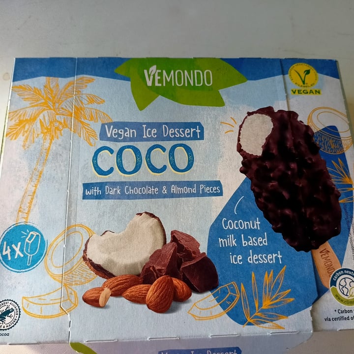 photo of Vemondo Vegan Ice Dessert COCO with Dark Chocolate & Almond Pieces shared by @marinasacco on  11 Aug 2023 - review