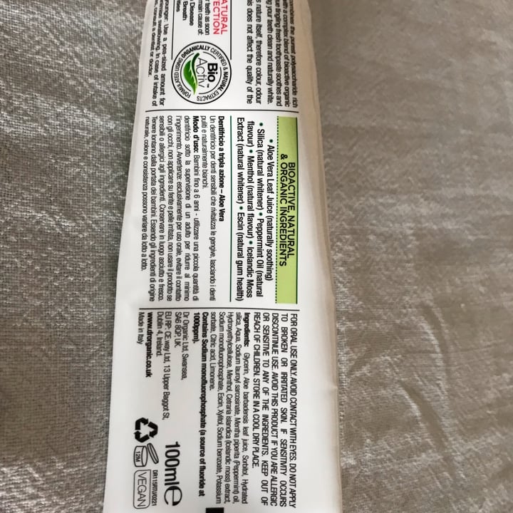 photo of dr.organic aloe vera toothpaste shared by @sabela on  04 Jul 2023 - review