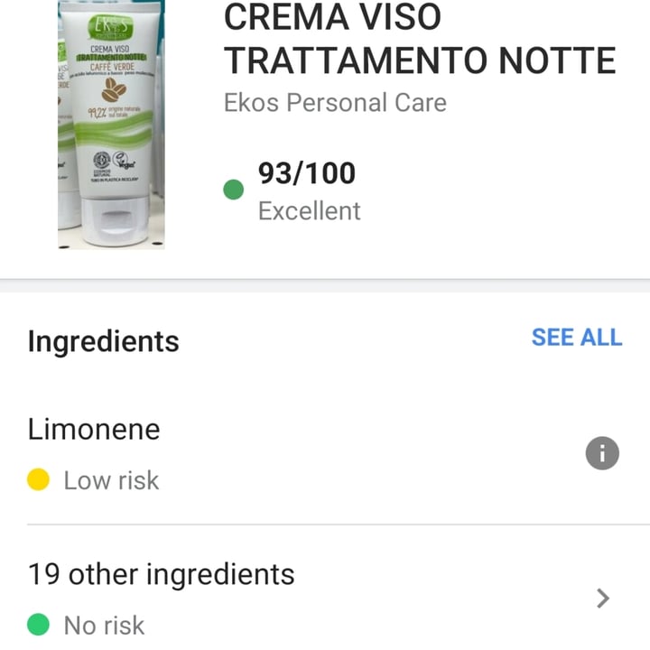 photo of ekos Crema viso trattamento notte shared by @soloag on  26 May 2023 - review