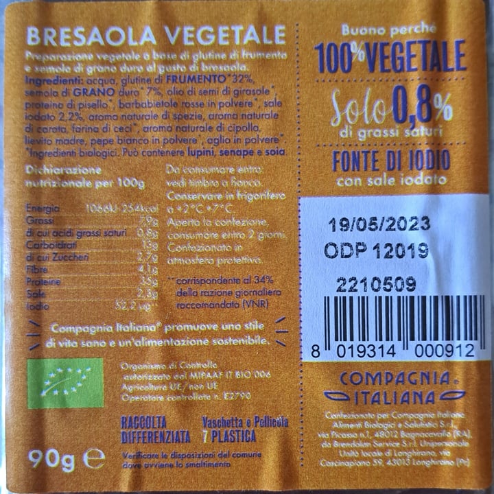 photo of Compagnia Italiana Bresaola vegetale shared by @camyveg on  17 Mar 2023 - review