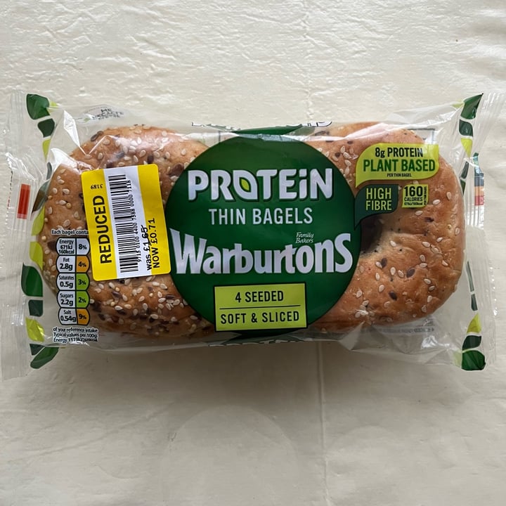 photo of Warburtons Seeded protein bagel thins shared by @jessskh on  19 Apr 2023 - review
