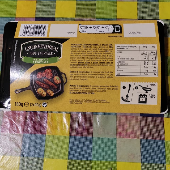photo of Unconventional Salsicce Vegetali - Sausages shared by @ginlemon on  27 Jan 2023 - review