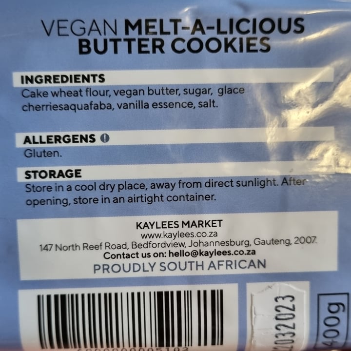 photo of Kaylees market Vegan Melt-A-Licious Butter Cookies shared by @vegankitchensa on  09 Jan 2023 - review