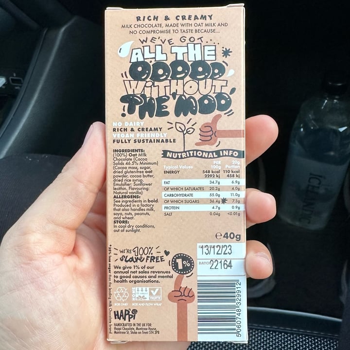 photo of Happi Oat Milk Chocolate shared by @aliclinomaniac on  03 May 2023 - review