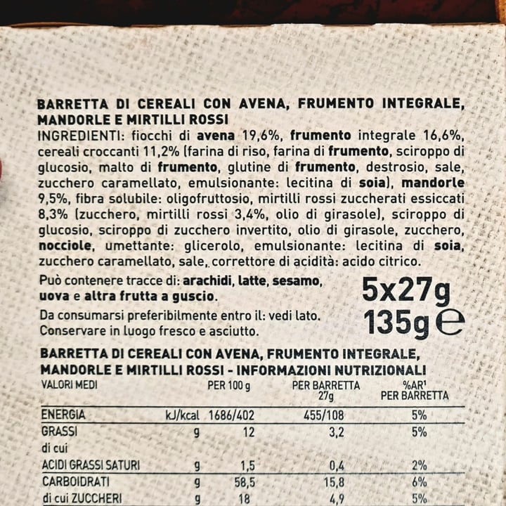 photo of Gran Cereale Mirtilli Rossi (Avena E Mandorle) shared by @invariance on  28 Mar 2023 - review