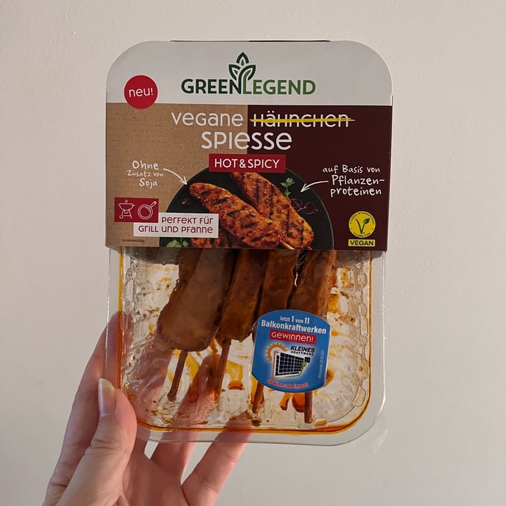 photo of Green Legend Vegan Hähnchen Spiesse shared by @vanedn on  29 Jul 2023 - review