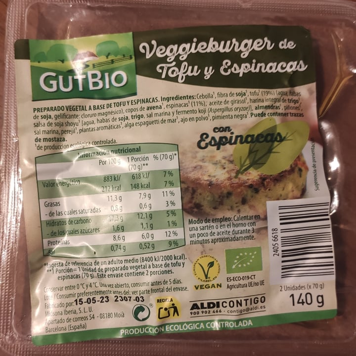 photo of GutBio Hamburguesa tofu y espinacas shared by @sheila13 on  14 May 2023 - review