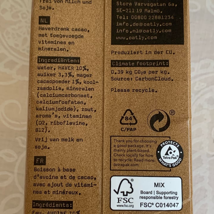 photo of Oatly Hafer Kakao shared by @animaladvocat on  19 Feb 2023 - review
