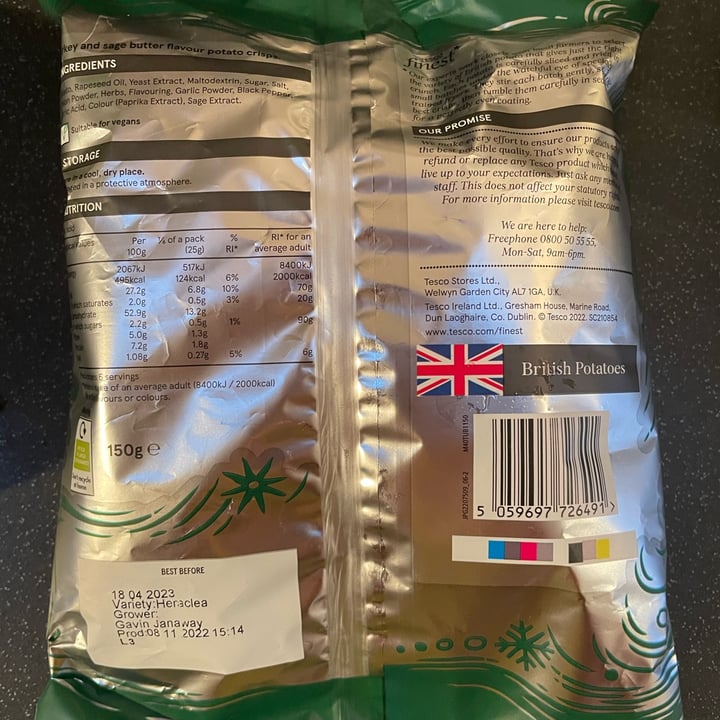 photo of Tesco Turkey & Sage Butter Flavour Crisps shared by @ct77 on  25 Dec 2022 - review