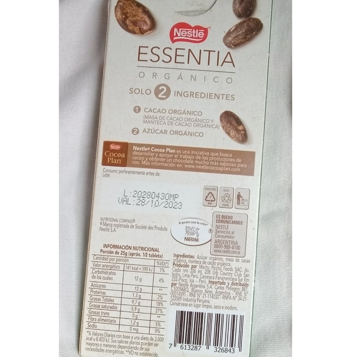 photo of Nestlé Chocolate Essentia Orgánico shared by @marmiau on  23 Jun 2023 - review
