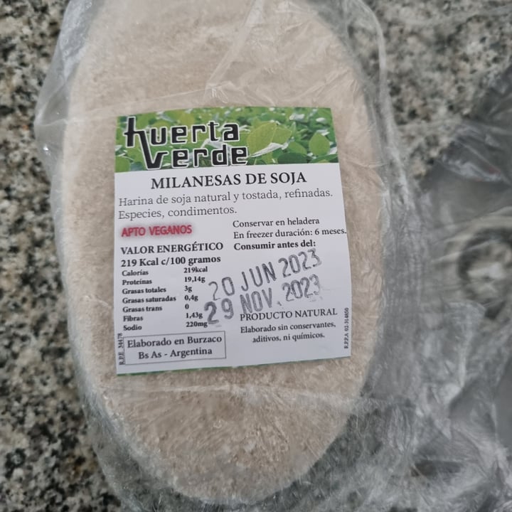 photo of Huerta verde Milanesas de soja shared by @veroflagitonte on  30 Jun 2023 - review