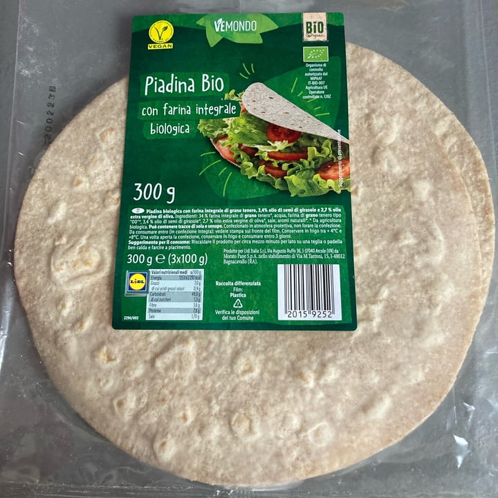 photo of Vemondo  Piadina bio con farina integrale biologica shared by @giadasha on  07 Jan 2023 - review