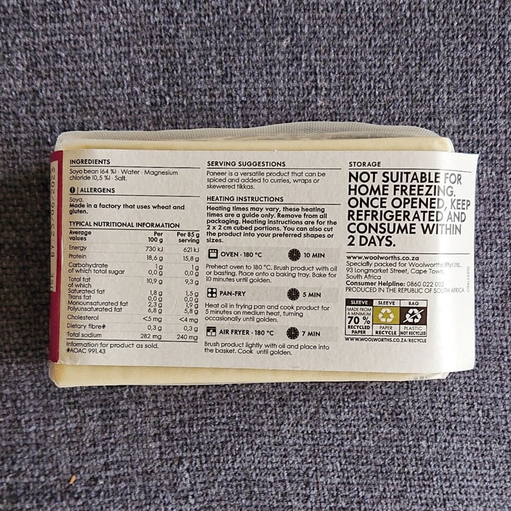 photo of Woolworths Food Plantlove Paneer shared by @anne13 on  07 Jul 2023 - review