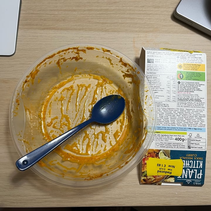 photo of Plant Kitchen (M&S) Chickenless Tikka Massala shared by @snowy27 on  14 Jan 2023 - review