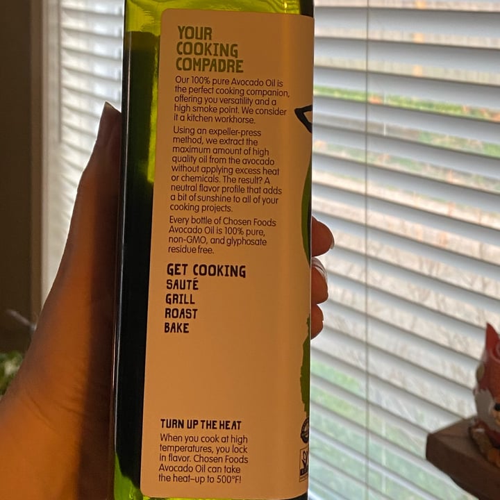 photo of Chosen Foods Avocado Oil shared by @thedarktower on  12 Mar 2023 - review