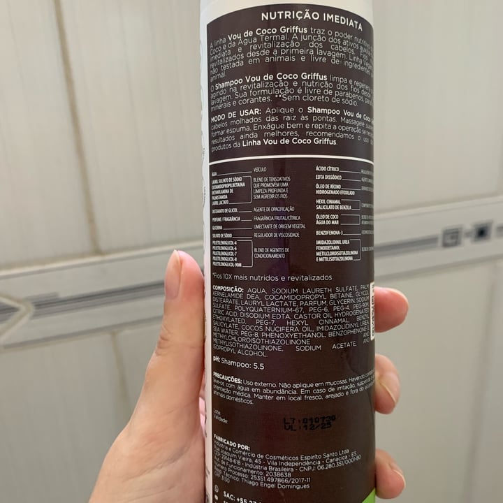 photo of Griffus Shampoo Vou De Coco shared by @monike87 on  03 Jun 2023 - review
