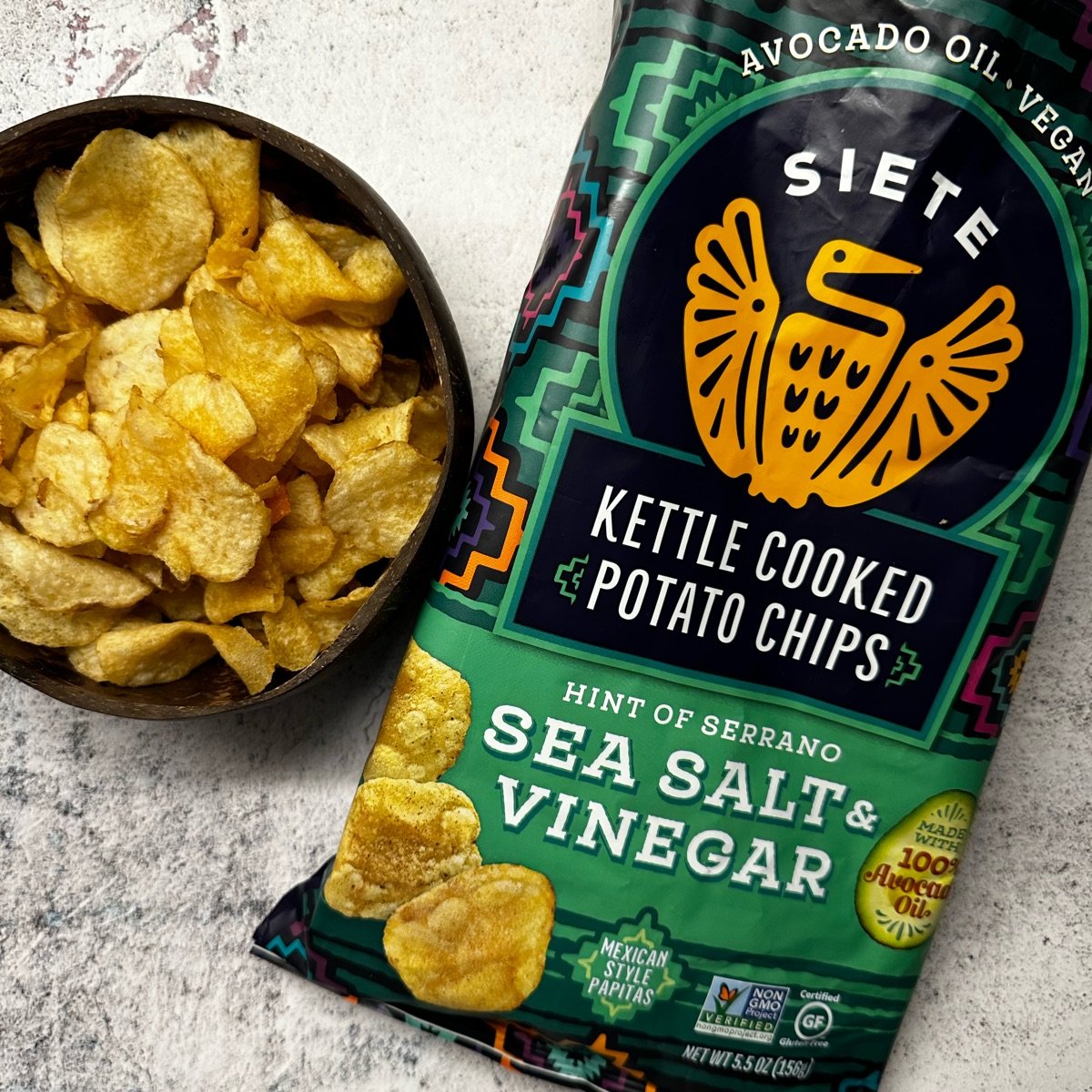 Siete Family Foods Kettle Cooked Potato Chips Hint of Serrano Sea