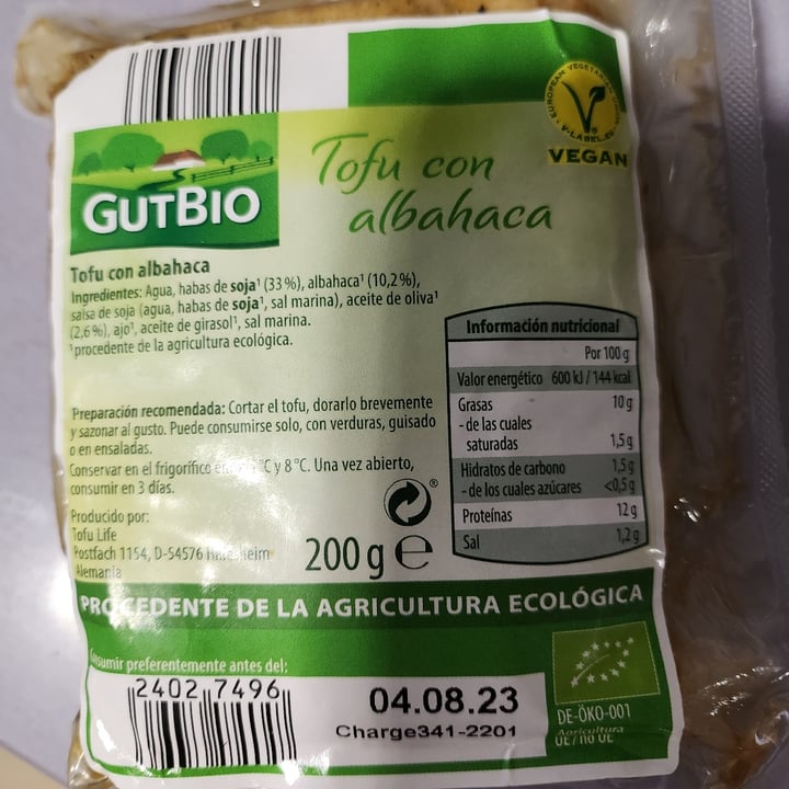 photo of GutBio Tofu con Albahaca shared by @xirina on  18 Feb 2023 - review