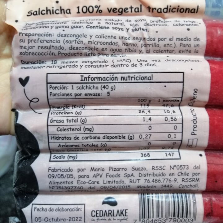 photo of No Vives de Ensalada! Salchicha 100% Vegetal con Tofu shared by @carenfg on  16 Apr 2023 - review