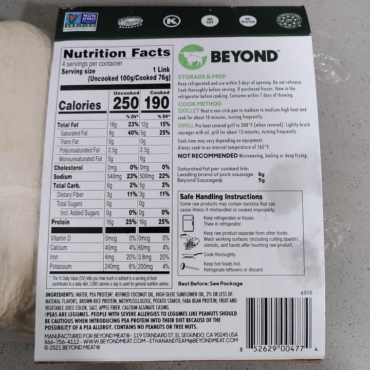 photo of Beyond Meat Beyond Sausage shared by @maffi1810 on  16 Apr 2023 - review