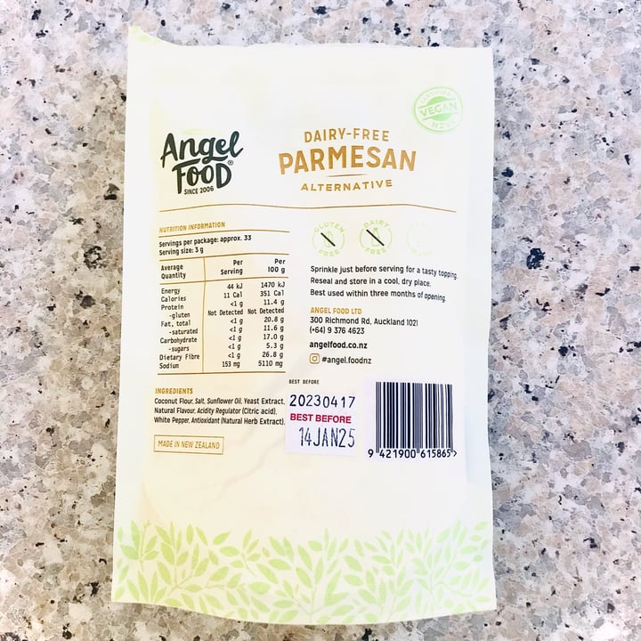 photo of Angel Food Dairy Free Parmesan Alternative shared by @lil-chickpea on  20 Jul 2023 - review