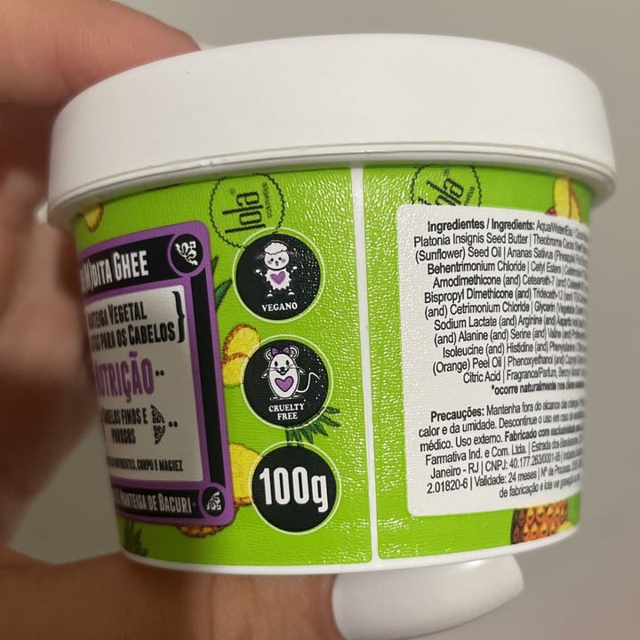 photo of Lola Cosmetics Be(M)Dita Ghee Máscara Nutrição shared by @feferreiras on  19 May 2023 - review