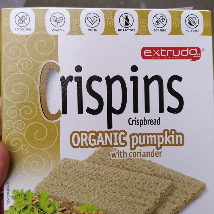 photo of Extrudo crispins organic pumpkin with coriander shared by @walkabout-veg on  22 Mar 2023 - review