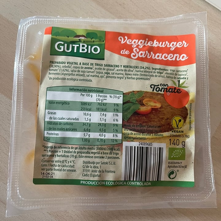 photo of GutBio Veggieburguer de Sarraceno con Tomate shared by @ansalvat on  10 Jan 2023 - review
