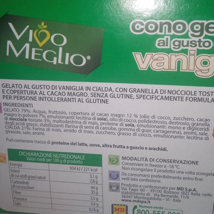 photo of Vivo Meglio Cono gelato al gusto di vaniglia shared by @elaisa-veg on  22 Jun 2023 - review