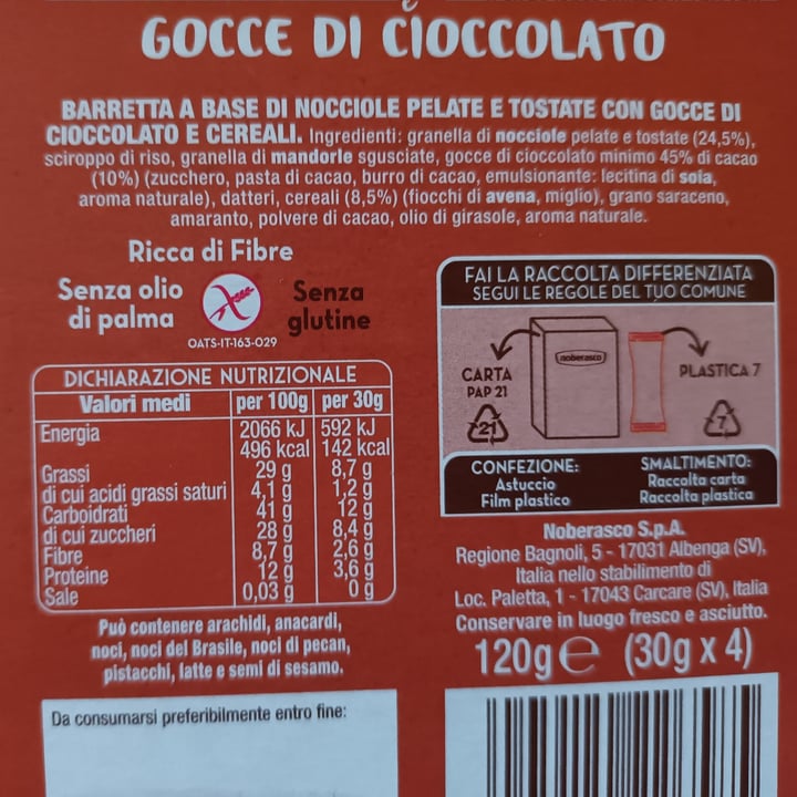 photo of Noberasco Viva Break nocciola e gocce di cioccolato shared by @samarra on  23 Jan 2023 - review