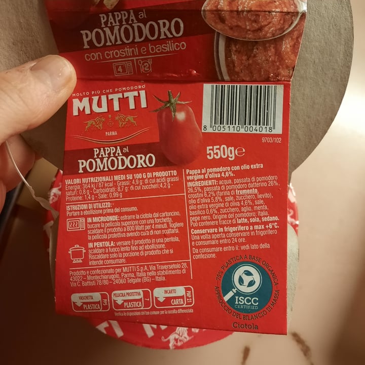 photo of Mutti Pappa al pomodoro shared by @parvatiplinky on  28 May 2023 - review