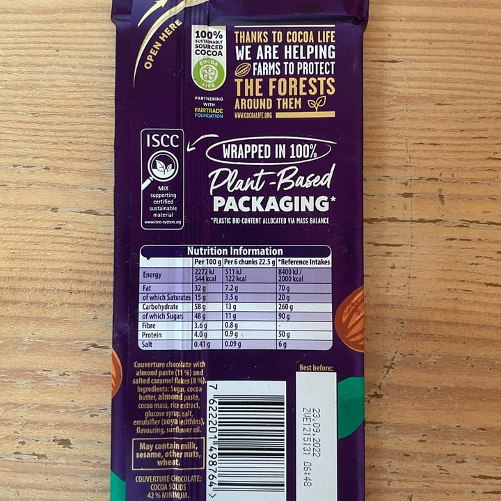 photo of Cadbury almonds salted caramel shared by @thehumblechickpea on  17 Jan 2023 - review
