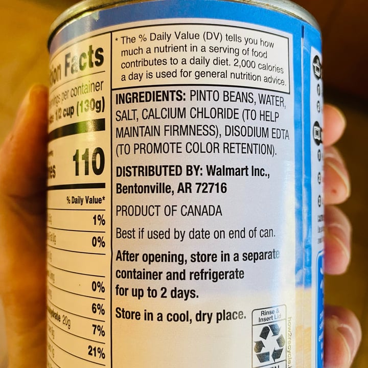 photo of Great Value  Canned Pinto beans shared by @beckyyy on  17 Jul 2023 - review