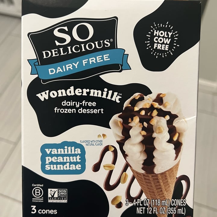 photo of So Delicious Dairy Free Wondermilk Vanilla Peanut Sundae Cones shared by @jordaneatsplants on  07 Mar 2023 - review