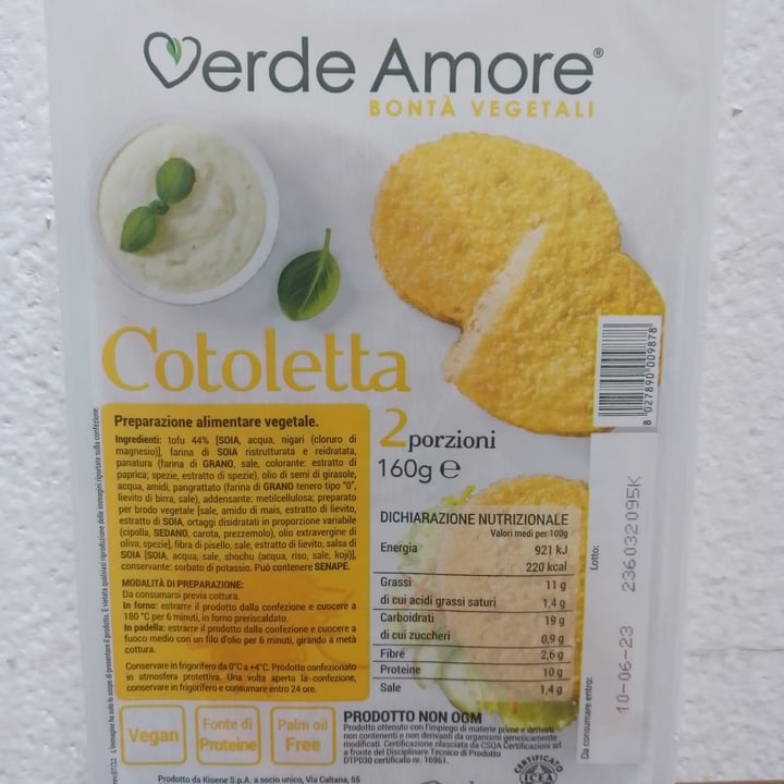 photo of Verde Amore Cotolette vegetali shared by @alessandra70 on  20 May 2023 - review