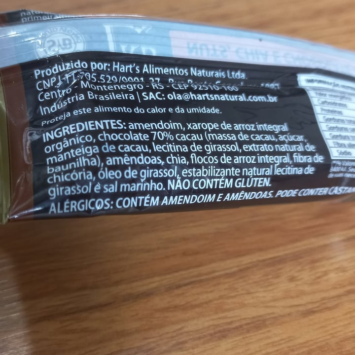 photo of Hart's Natural Barra de nuts amendoim e chocolate shared by @janaina09 on  10 Jan 2023 - review