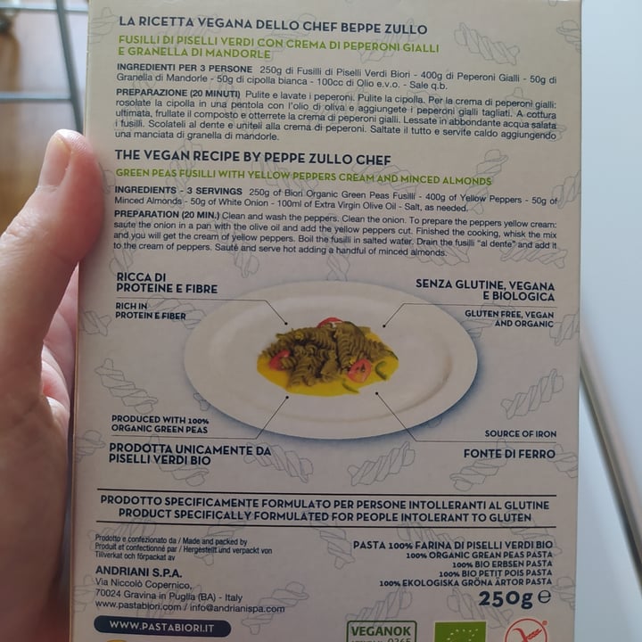 photo of Biori Biorì Fusilli Di Farina Di Piselli Verdi Bio shared by @chiaraveg75 on  14 Aug 2023 - review