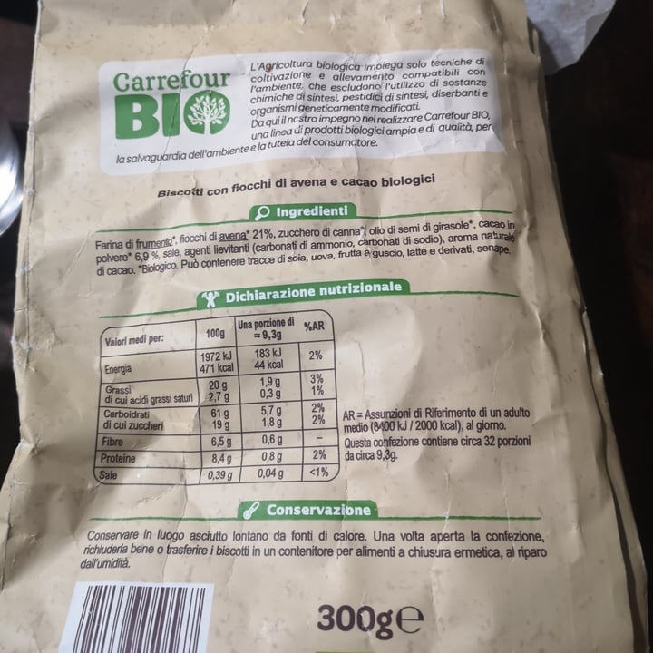 photo of Carrefour Bio Biscotti Con Fiocchi Di Avena E Cacao shared by @rachele82 on  23 May 2023 - review