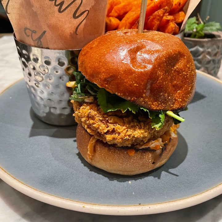 photo of Mildreds Restaurant Korean fried chick’n* burger, kimchi, fragrant herb mix, gochujang mayo shared by @bryanvegan on  01 Jan 2023 - review