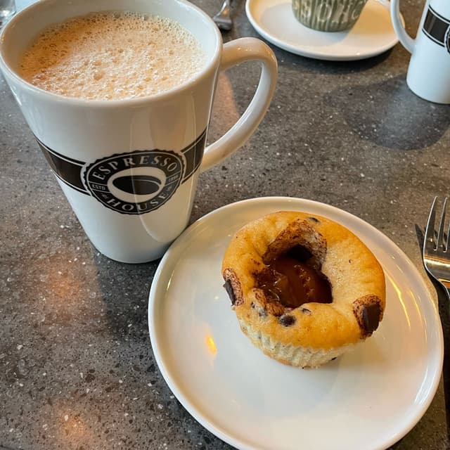 Photo of the dish “chocolate coconut ball and toffee sauce filled muffin”