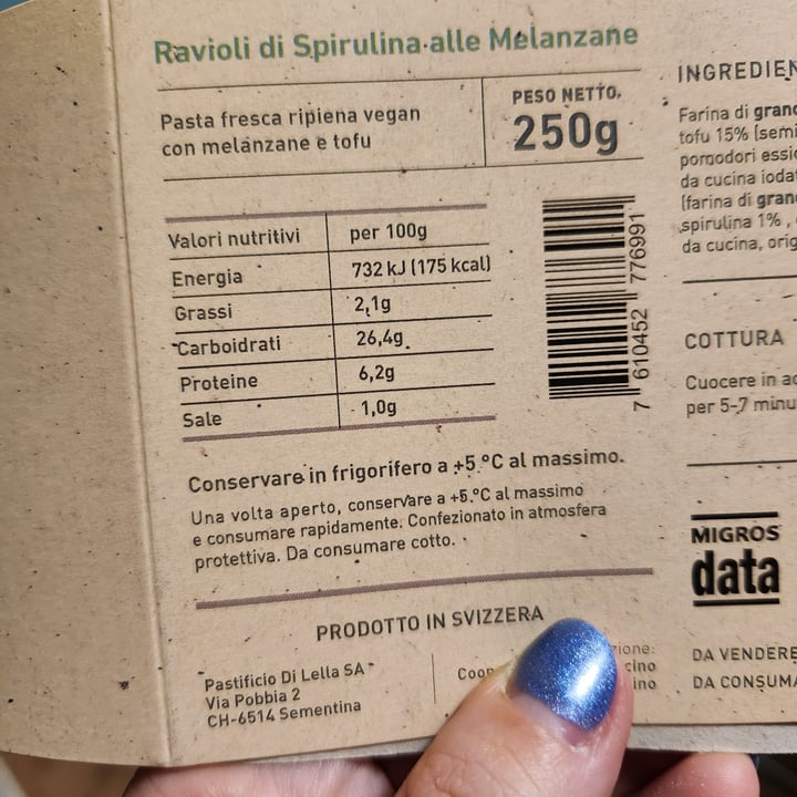 photo of Di Lella Ravioli di Spirulina alle Melanzane shared by @shalashaska on  02 Jun 2023 - review