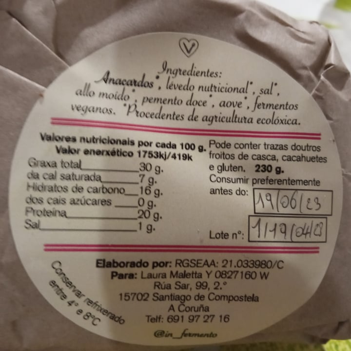 photo of in fermento queijo vegano semicurado ao pementom shared by @rosaliab on  13 May 2023 - review