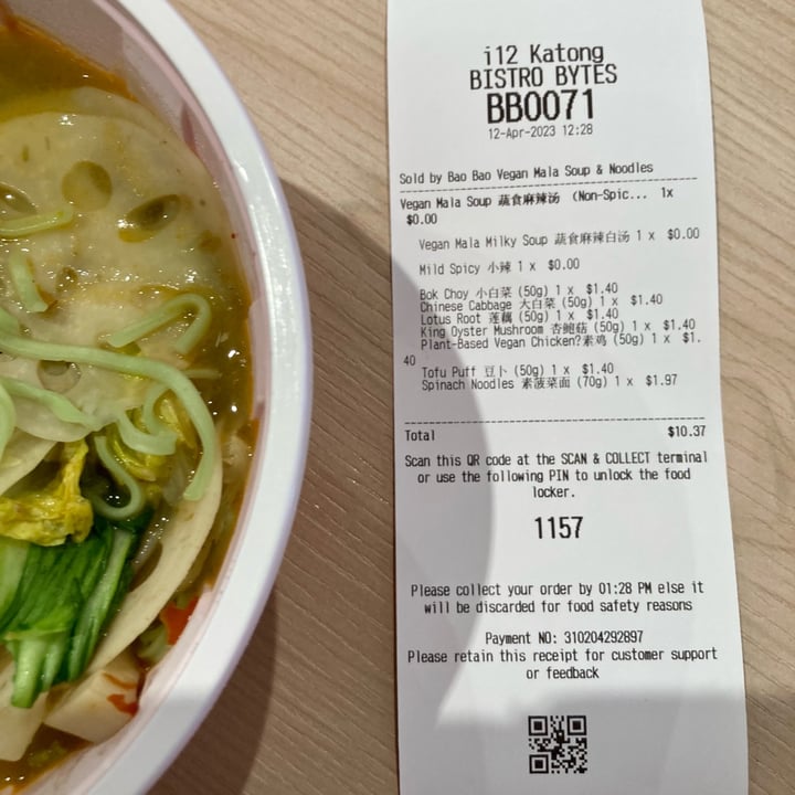 photo of Bao Bao Vegan Mala Soup & Noodles 宝宝蔬食麻辣烫 Vegan Mala Milky Soup shared by @kylla on  12 Apr 2023 - review