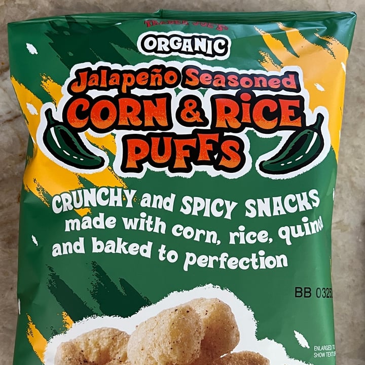 photo of Trader Joe's Organic Jalapeño Seasoned Corn & Rice Puffs shared by @anabanana1 on  23 Jun 2023 - review