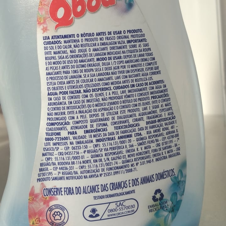 photo of Qboa Amaciante De Roupas shared by @lucianamatheus on  30 May 2023 - review