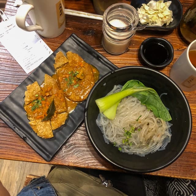 Photo of the dish “Veg Chicken Chop With Curry Sauce Spicy Noodle”