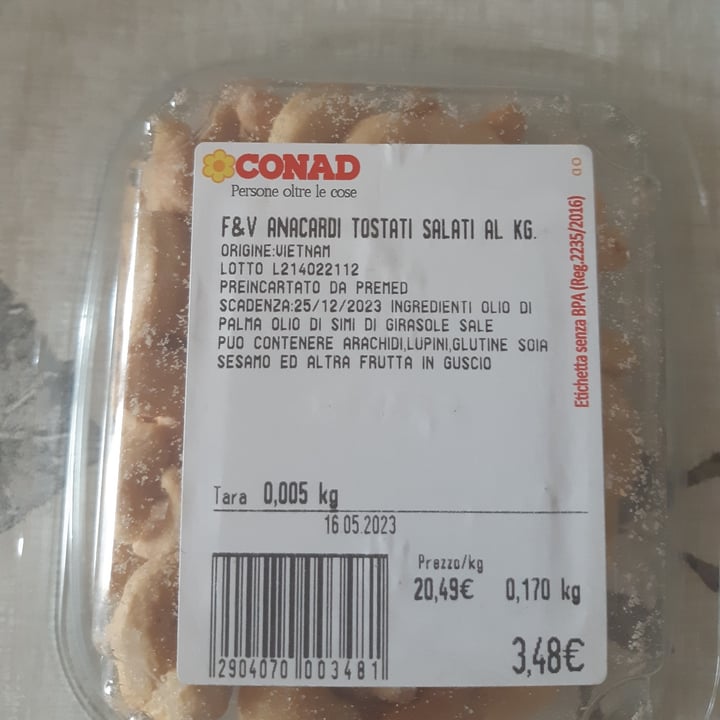 photo of Conad Anacardi Tostati E Salati shared by @nadiagiallo on  09 Jun 2023 - review