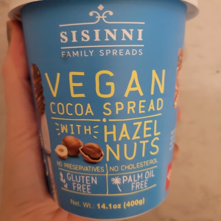 photo of Sisinni Cocoa spread with hazelnuts shared by @pinkobsessedvegan on  14 Jan 2023 - review